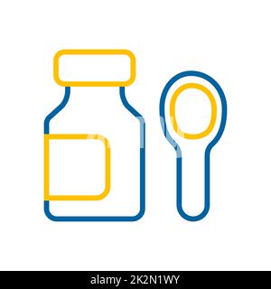 Isoliertes Vektorsymbol für Arzneimittelflaschen mit Sirup Stockfoto