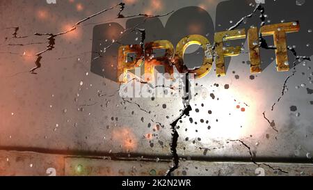 Grunge Profit Text 3D Illustration Stockfoto