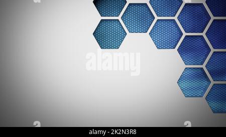 Futuristischer und technologischer sechseckiger Hintergrund. 3D Rendern Stockfoto