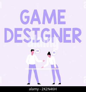 Schreiben mit Anzeige von Text Game Designer. Word für Campaigner Pixel Scripting Programmierer Konsolen 3D Grafikpartner teilen neue Ideen für Arbeitsstrategien zur Verbesserung von Fähigkeiten. Stockfoto