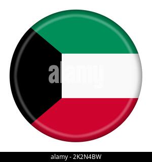 Kuwait-Flagge-Taste 3D Abbildung mit Clipping-Pfad Stockfoto