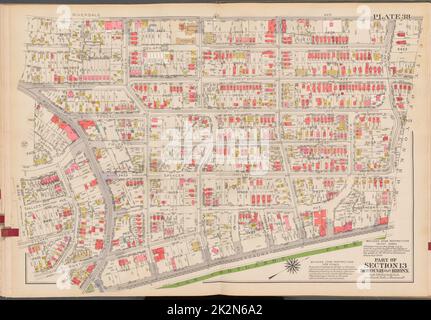 Kartografisch, Karten. 1938 - 1957. Lionel Pincus und Princess Firyal Map Division. Immobilien , New York (Bundesstaat) , New York (N.Y.), Bronx (New York, N.Y.) , Karten Doppelseitenteller Nr. 38, Teil von Abschnitt 13, Borough of the Bronx: Begrenzt durch Riverdale Avenue, (City of Yonkers) W. 263. Street, Spencer Avenue, W. 262. Street, Broadway, Mosholu Avenue, Post Road, Faraday Avenue, Sylvan Avenue und W. 256. Street Stockfoto