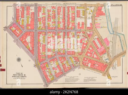 Kartografisch, Karten. 1942 - 1957. Lionel Pincus und Princess Firyal Map Division. Immobilien , New York (Bundesstaat) , New York (N.Y.), Bronx (New York, N.Y.) , Karten Doppelseitenteller Nr. 38, Teil von Abschnitt 11, Borough of the Bronx: Begrenzt durch E. 172. Street, (Bronx River) Edgewater Road, Westchester Avenue, Home Street, Southern Boulevard, Wilkins Avenue, E. 170. Street und Seabury Place Stockfoto