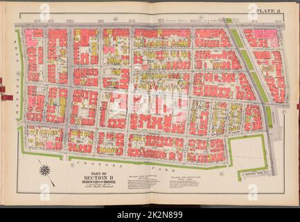 Kartografisch, Karten. 1938 - 1957. Lionel Pincus und Princess Firyal Map Division. Immobilien , New York (Bundesstaat) , New York (N.Y.), Bronx (New York, N.Y.) , Karten Doppelseitenteller Nr. 8, Teil von Abschnitt 11, Borough of the Bronx: Begrenzt durch E. Tremont Avenue, Daly Avenue, E. 176. Street, Crotona Parkway, E. 175. Street, Crotona Park North und Arthur Avenue Stockfoto