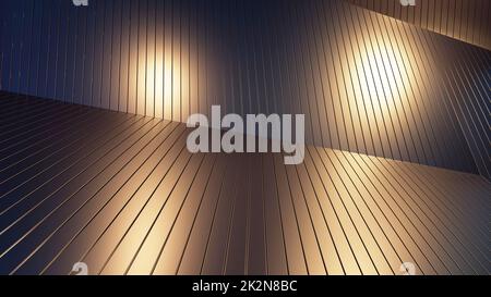 Grunge Zimmer mit städtischen goldenen Hintergrund. 3D Rendern Stockfoto