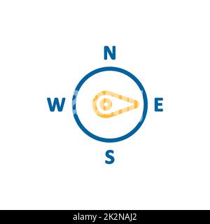 Vektorsymbol für die Windrose des Kompasses. Richtung Osten Stockfoto