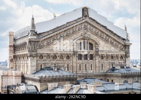 Dachterrasse der Galerie Lafayette: Blick über Paris vom 8.. Stock des berühmten Einkaufszentrums in Paris, Frankreich Stockfoto