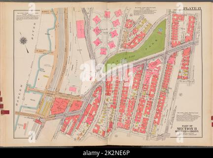 Kartografisch, Karten. 1938 - 1957. Lionel Pincus und Princess Firyal Map Division. Immobilien , New York (Bundesstaat) , New York (N.Y.), Bronx (New York, N.Y.) , Karten Doppelseitenteller Nr. 15, Teil von Abschnitt 11, Borough of the Bronx: Begrenzt durch Landing Road, Webb Avenue, W. 188. Street, Grand Avenue, W. 184. Street, Aqueduct Avenue East, W. 183. Street, Sedgwick Avenue, W. 182. Street, Cedar Avenue, W. Fordham Road und (Harlem River) Exterior Street Stockfoto