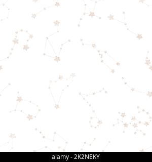 Sternbilder Nahtloses Muster. Handgezeichnetes Muster Stockfoto