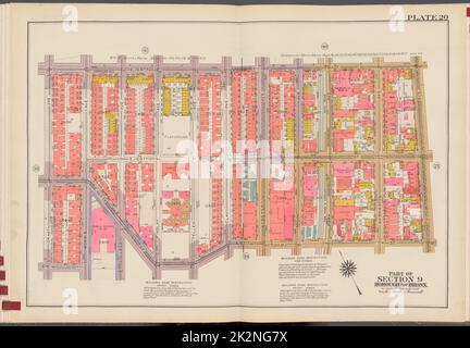 Kartografisch, Karten. 1942 - 1957. Lionel Pincus und Princess Firyal Map Division. Immobilien , New York (Bundesstaat) , New York (N.Y.), Bronx (New York, N.Y.) , Karten Doppelseitenteller Nr. 20, Teil von Abschnitt 9, Borough of the Bronx: Begrenzt durch E. 169. Street, Third Avenue, E. 167. Street, Morris Avenue, McClellan Street und Grant Avenue Stockfoto