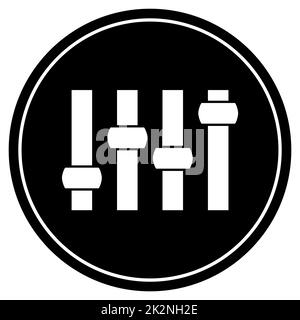 Einstellungssymbol auf schwarzer Taste mit weißem Rahmen Stockfoto