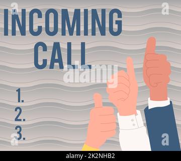 Konzeptionelle Beschriftung eingehender Anruf. Internet Concept Inbound empfangene Anrufer-ID Telefon Voicemail VidCall Kollegen gratulieren zum Erfolg und präsentieren innovative gemeinsame Anstrengungen. Stockfoto