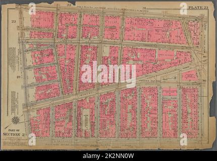 Kartografisch, Karten. 1930. Lionel Pincus und Prinzessin Firyal Map Division. Immobilien , New York (Bundesstaat) , New York, Manhattan (New York, N.Y.) Platte 23, Teil von Abschnitt 2: Begrenzt durch Broadway, E. 8. Street, Second Avenue und E. Houston Street Stockfoto