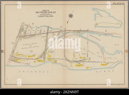 Bromley, George Washington. Kartographie, Karten, Atlanten, Landvermessungen. 1907. Lionel Pincus und Prinzessin Firyal Map Division. Brooklyn (New York, New York) , Karten Platte 30: Coney Island Platte 30 Stockfoto