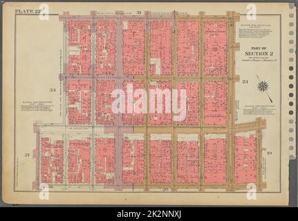 Kartografisch, Karten. 1955 - 1956. Lionel Pincus und Princess Firyal Map Division. Immobilien , New York (Bundesstaat) , New York (N.Y.), Manhattan (New York, N.Y.) Platte 22, Teil von Abschnitt 2: Begrenzt durch W. 3. Street, Broadway, E. Houston Street, Crosby Street, Prince Street, MacDougal Street, W. Houston Street und Sullivan Street. Stockfoto