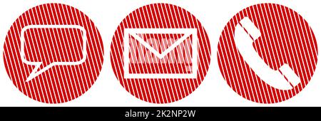 3 Kontaktschalter – Rote Kreise mit Streifen Stockfoto