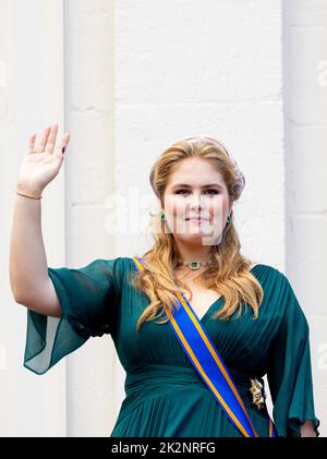 DEN HAAG - König Willem-Alexander, Königin Maxima, Prinzessin Amalia, Prinz Constantijn und Prinzessin Laurentien bei Prinsesdag 2022, 20. September 2022. Foto: Patrick van Katwijk Stockfoto