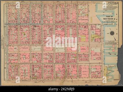 Kartografisch, Karten. 1925. Lionel Pincus und Prinzessin Firyal Map Division. Immobilien , New York (Bundesstaat) , New York, Manhattan (New York, N.Y.) Platte 15, Teil von Abschnitt 2: Begrenzt durch Stanton Street, Tompkins Street, Rivington Street, (East River Piers) East Street, Grand Street und Willet Street Stockfoto