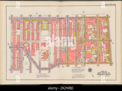 Kartografisch, Karten. 1942. Lionel Pincus und Prinzessin Firyal Map Division. Immobilien , New York (Bundesstaat) , New York (N.Y.), Bronx (New York, N.Y.) , Karten Doppelseitenteller Nr. 20, Teil von Abschnitt 9, Borough of the Bronx: Begrenzt durch E. 169. Street, Third Avenue, E. 167. Street, Morris Avenue, McClellan Street und Grant Avenue Stockfoto