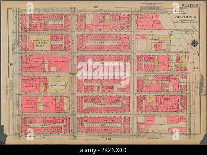 Kartografisch, Karten. 1925. Lionel Pincus und Prinzessin Firyal Map Division. Immobilien , New York (Bundesstaat) , New York, Manhattan (New York, N.Y.) Platte 119, Teil von Abschnitt 5: Begrenzt durch E. 95. Street, (East River) Avenue A, E. 89. Street und Third Avenue Stockfoto