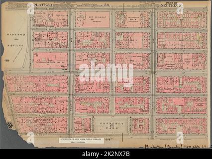 Kartografisch, Karten. 1925. Lionel Pincus und Prinzessin Firyal Map Division. Immobilien , New York (Bundesstaat) , New York, Manhattan (New York, N.Y.) Platte 50, Teil von Abschnitt 3: Begrenzt durch E. 26. Street, Second Avenue, E. 20. Street, Broadway, E. 23. Street und Madison Avenue Stockfoto
