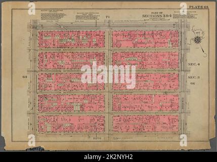 Kartografisch, Karten. 1930. Lionel Pincus und Prinzessin Firyal Map Division. Immobilien , New York (Bundesstaat) , New York, Manhattan (New York, N.Y.) Platte 65, Teil der Abschnitte 3 und 4: Begrenzt durch W. 42. Street, Seventh Avenue, W. 37. Street und Ninth Avenue Stockfoto