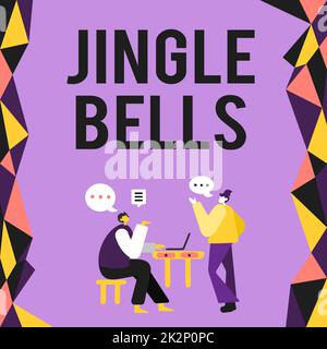 Text mit inspirierenden Jingle Bells. Internet Concept der berühmteste traditionelle Weihnachtssong auf der ganzen Welt Kollegen, die sich treffen, um Ideen für zukünftige Projektverbesserungen zu besprechen. Stockfoto