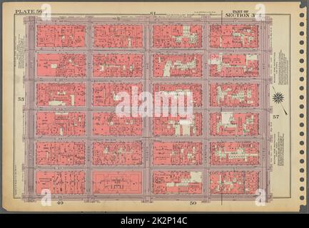 Kartografisch, Karten. 1955 - 1956. Lionel Pincus und Princess Firyal Map Division. Immobilien , New York (Bundesstaat) , New York (N.Y.), Manhattan (New York, N.Y.) Platte 56, Teil von Abschnitt 3: Begrenzt durch E. 32. Street, Third Avenue, E. 26. Street und Fifth Avenue. Stockfoto