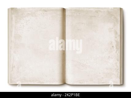Offenes Buch isoliert auf weiss weiß Stockfoto
