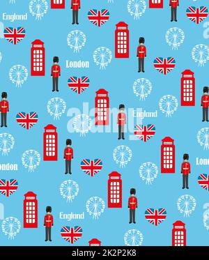Nahtlose Muster Hintergrund mit London Symbole Stockfoto