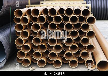 Kunststoffrohre zur Kanalisation Stockfoto