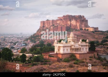 Jaswanth Thada Mausoleum, Jodhpur, Rajasthan, Indien Stockfoto