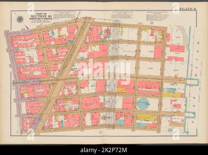 Kartografisch, Karten. 1942. Lionel Pincus und Prinzessin Firyal Map Division. Immobilien , New York (Bundesstaat) , New York (N.Y.), Bronx (New York, N.Y.) , Karten Doppelseitenteller Nr. 6, Teil von Abschnitt 10, Borough of the Bronx: Begrenzt durch E. 141. Street, (East River) Locust Avenue, E. 135. Street und Cypress Avenue Stockfoto