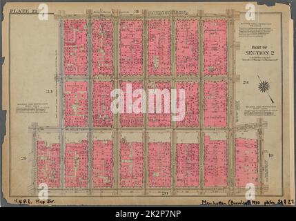 Kartografisch, Karten. 1930. Lionel Pincus und Prinzessin Firyal Map Division. Immobilien , New York (Bundesstaat) , New York, Manhattan (New York, N.Y.) Platte 22, Teil von Abschnitt 2: Begrenzt durch W. 3. Street, Broadway, E. Houston Street, Crosby Street, Prince Street, MacDougal Street, W. Houston Street und Sullivan Street Stockfoto