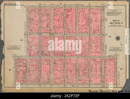 Kartografisch, Karten. 1925. Lionel Pincus und Prinzessin Firyal Map Division. Immobilien , New York (Bundesstaat) , New York, Manhattan (New York, N.Y.) Platte 22, Teil von Abschnitt 2: Begrenzt durch W. 3. Street, Broadway, E. Houston Street, Crosby Street, Prince Street, MacDougal Street, W. Houston Street und Sullivan Street Stockfoto