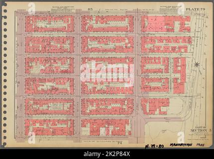 Kartografisch, Karten. 1955 - 1956. Lionel Pincus und Princess Firyal Map Division. Immobilien , New York (Bundesstaat) , New York (N.Y.), Manhattan (New York, N.Y.) Platte 79, Teil von Abschnitt 5: Begrenzt durch E. 53. Street, (East River) Franklin D. Roosevelt Drive, E. 48. Street, First Avenue, E. 47. Street und Third Avenue. Stockfoto