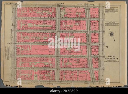 Kartografisch, Karten. 1930. Lionel Pincus und Prinzessin Firyal Map Division. Immobilien , New York (Bundesstaat) , New York, Manhattan (New York, N.Y.) Tafel 76, Teil von Abschnitt 4: Begrenzt durch W. 53. Street, Seventh Avenue, W. 47. Street und Ninth Avenue Stockfoto