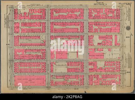 Kartografisch, Karten. 1930. Lionel Pincus und Prinzessin Firyal Map Division. Immobilien , New York (Bundesstaat) , New York, Manhattan (New York, N.Y.) Platte 107, Teil von Abschnitt 5: Begrenzt durch E. 71. Street, York Avenue, E. 65. Street und Third Avenue Stockfoto