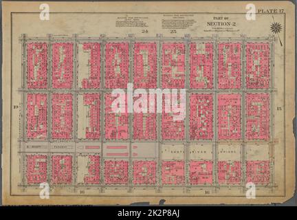 Kartografisch, Karten. 1930. Lionel Pincus und Prinzessin Firyal Map Division. Immobilien , New York (Bundesstaat) , New York, Manhattan (New York, N.Y.) Platte 17, Teil von Abschnitt 2: Begrenzt durch Stanton Street, Willet Street, Broome Street und Orchard Street Stockfoto