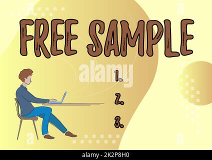 Textschild mit kostenlosem Muster. Business-Ansatz Teil der Produkte an die Verbraucher in Einkaufszentren gegeben Stockfoto