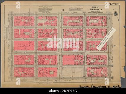 Kartografisch, Karten. 1925. Lionel Pincus und Prinzessin Firyal Map Division. Immobilien , New York (Bundesstaat) , New York, Manhattan (New York, N.Y.) Platte 61, Teil von Abschnitt 3: Begrenzt durch E. 37. Street, Third Avenue, E. 32. Street und Fifth Avenue Stockfoto