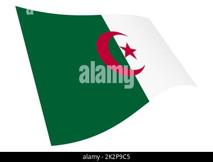 Algerien winkende Flagge 3D Abbildung isoliert auf weiß mit Beschneidungspfad Stockfoto