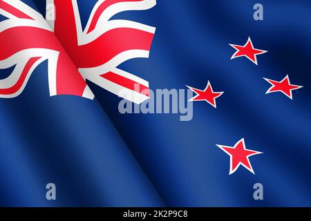 Neuseeland winkende Flagge 3D Illustration Wind Welligkeit Stockfoto