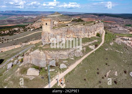 Homenaje Turm der Burg Atienza mittelalterliche Festung des zwölften Jahrhunderts Spanien. Stockfoto