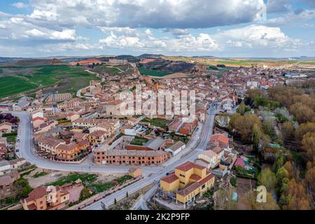 Blick aus der Vogelperspektive auf San Esteban de Gormaz, Soria, Spanien Stockfoto