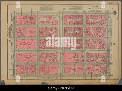 Kartografisch, Karten. 1930. Lionel Pincus und Prinzessin Firyal Map Division. Immobilien , New York (Bundesstaat) , New York, Manhattan (New York, N.Y.) Platte 61, Teil von Abschnitt 3: Begrenzt durch E. 37. Street, Third Avenue, E. 32. Street und Fifth Avenue Stockfoto