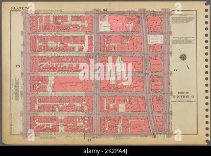 Kartografisch, Karten. 1955 - 1956. Lionel Pincus und Princess Firyal Map Division. Immobilien , New York (Bundesstaat) , New York (N.Y.), Manhattan (New York, N.Y.) Tafel 76, Teil von Abschnitt 4: Begrenzt durch W. 53. Street, Seventh Avenue, W. 47. Street und Ninth Avenue. Stockfoto