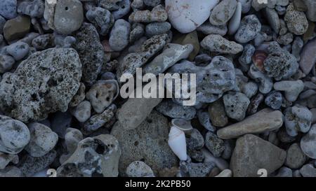 Abstrakte verschiedene Formen Kieselsteine Meer Textur Hintergrund Stockfoto