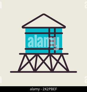 Symbol für isolierten Wasserturm-Vektor Stockfoto