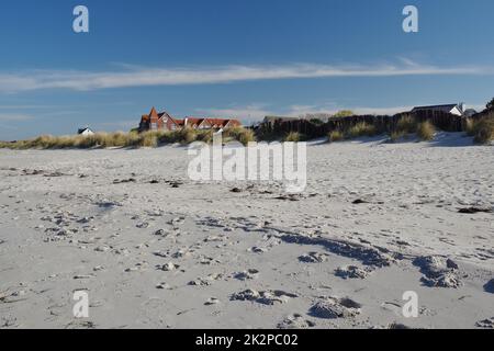 Am Strand, ostsee, Dünenlandschaft, Häuser, SchÃ¶nberger Strand, SchÃ¶nberg, Schleswig-Holstein, Norddeutschland Stockfoto